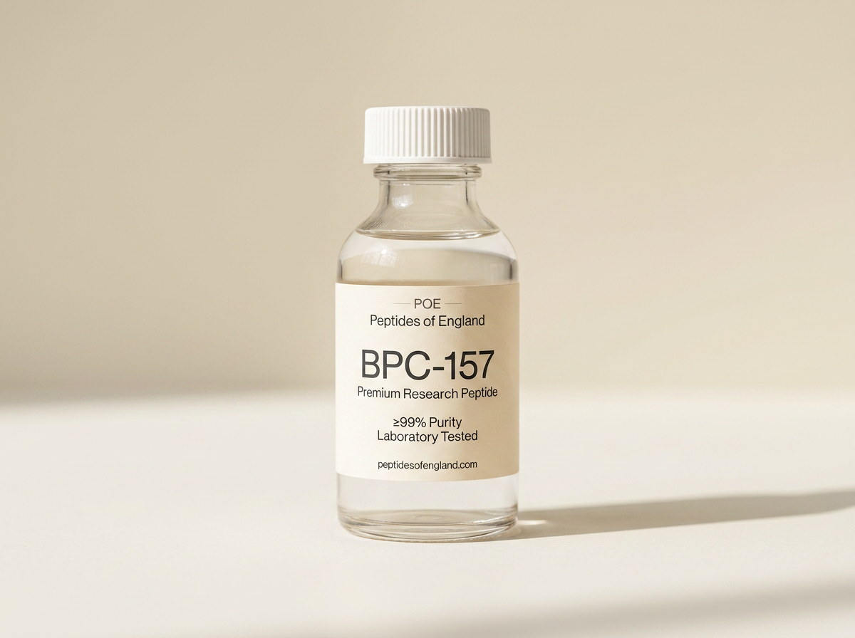 BPC-157 research peptide bottle — Peptides of England