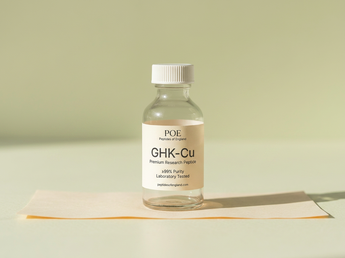 GHK-Cu research peptide bottle — Peptides of England